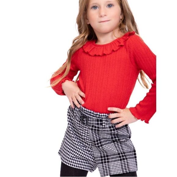 Toddler Girls Comfy Cute Ruffle Top, Shorts and Tights, 3-Piece Set, Size 5T - Picture 7 of 9